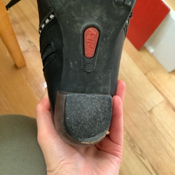 WOLKY Black Zebra Moto Ankle Boots Size 39 - Picture 14 of 15